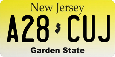 NJ license plate A28CUJ