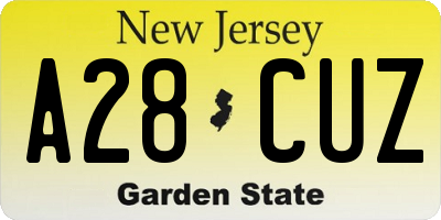 NJ license plate A28CUZ