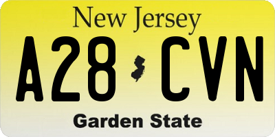 NJ license plate A28CVN