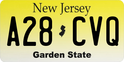 NJ license plate A28CVQ