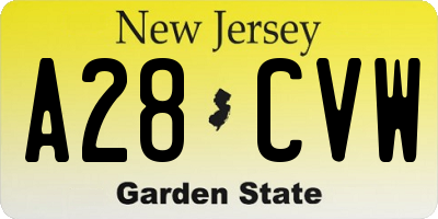 NJ license plate A28CVW