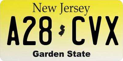 NJ license plate A28CVX