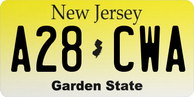 NJ license plate A28CWA