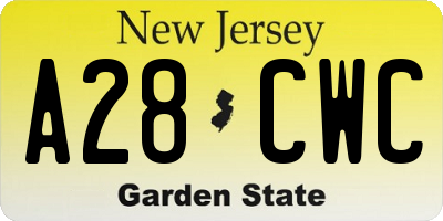 NJ license plate A28CWC