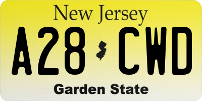 NJ license plate A28CWD