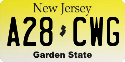NJ license plate A28CWG