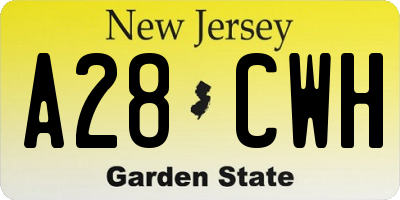 NJ license plate A28CWH
