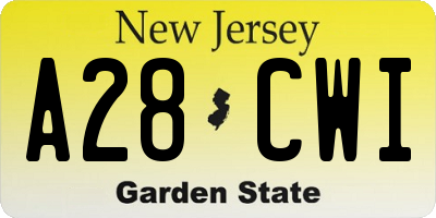 NJ license plate A28CWI
