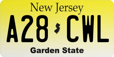 NJ license plate A28CWL
