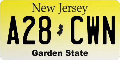 NJ license plate A28CWN