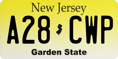 NJ license plate A28CWP