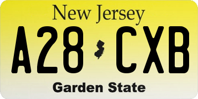 NJ license plate A28CXB