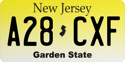 NJ license plate A28CXF