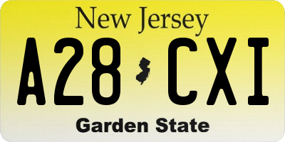 NJ license plate A28CXI