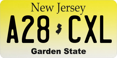 NJ license plate A28CXL