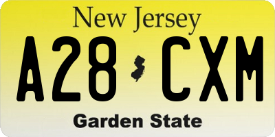 NJ license plate A28CXM