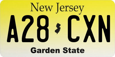 NJ license plate A28CXN