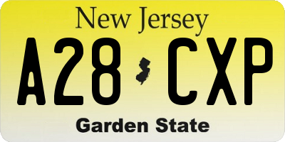 NJ license plate A28CXP
