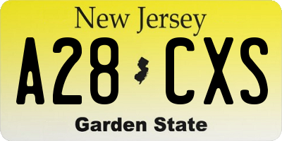 NJ license plate A28CXS