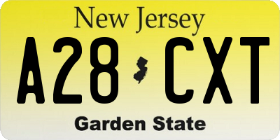 NJ license plate A28CXT