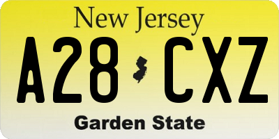 NJ license plate A28CXZ