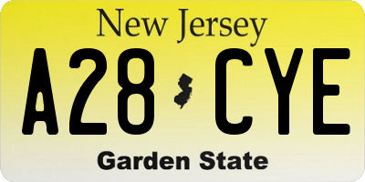 NJ license plate A28CYE