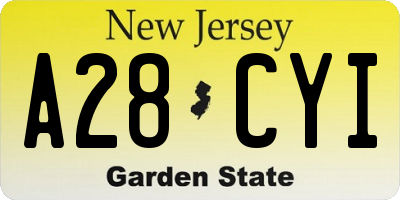 NJ license plate A28CYI