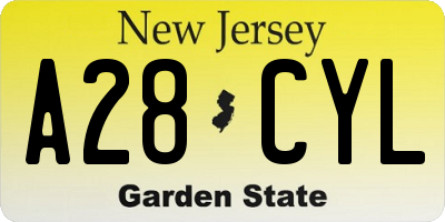NJ license plate A28CYL