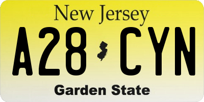 NJ license plate A28CYN