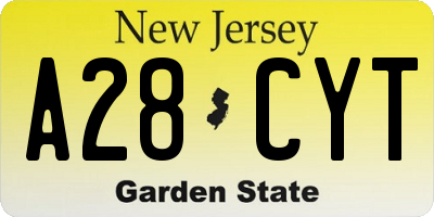 NJ license plate A28CYT