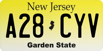 NJ license plate A28CYV