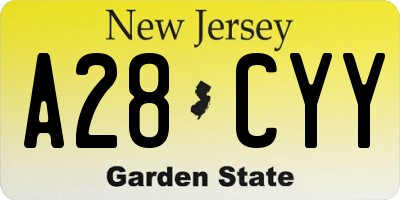NJ license plate A28CYY