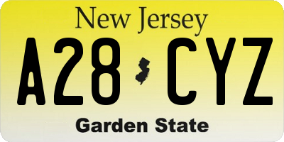 NJ license plate A28CYZ