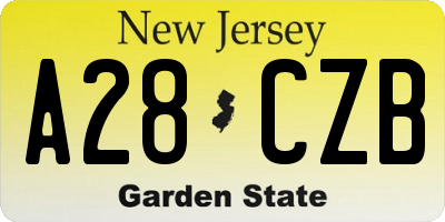 NJ license plate A28CZB