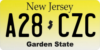 NJ license plate A28CZC