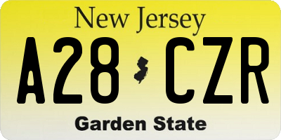 NJ license plate A28CZR