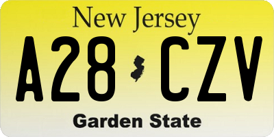 NJ license plate A28CZV