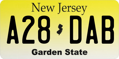 NJ license plate A28DAB