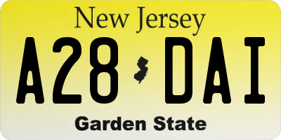 NJ license plate A28DAI