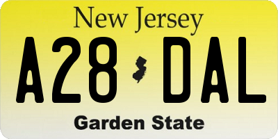 NJ license plate A28DAL