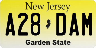 NJ license plate A28DAM