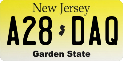 NJ license plate A28DAQ