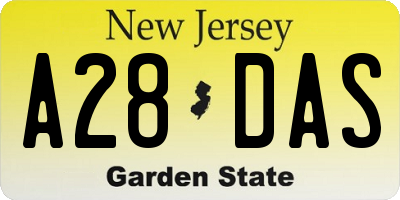 NJ license plate A28DAS