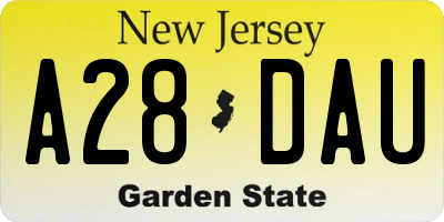 NJ license plate A28DAU