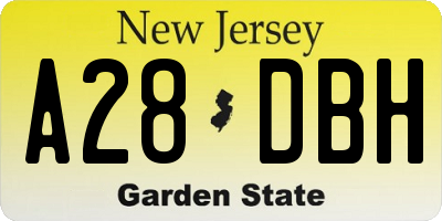 NJ license plate A28DBH