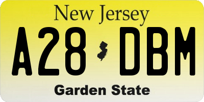 NJ license plate A28DBM
