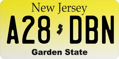 NJ license plate A28DBN