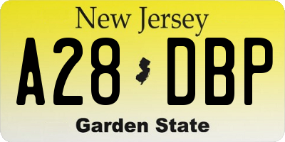 NJ license plate A28DBP