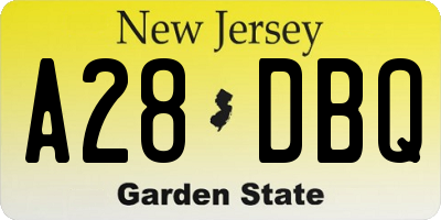 NJ license plate A28DBQ