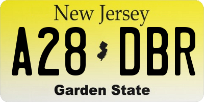 NJ license plate A28DBR